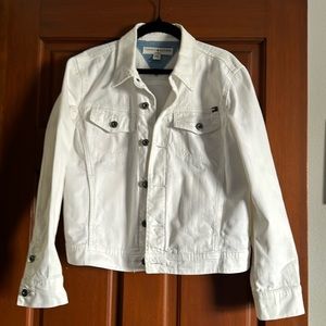 Tommy Hilfiger White Denim Jacket Petite Large Pristine Condition